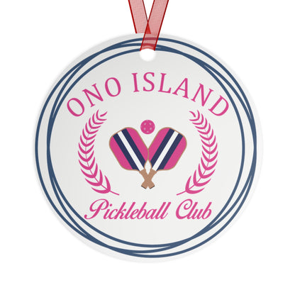 Ono Island Pickleball Navy/Pink Ornament