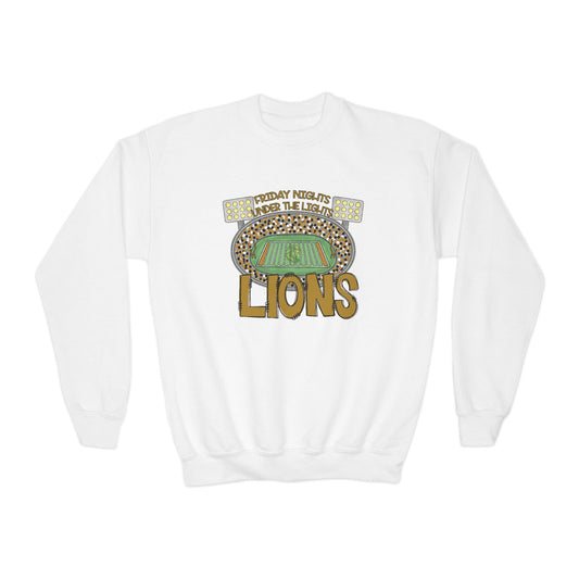 Youth Lions Friday Nights Lights Crewneck Sweatshirt - Gildan