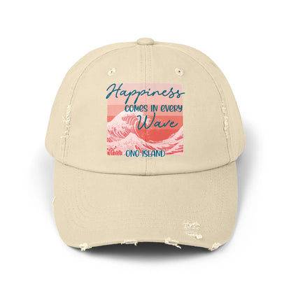 Happiness Comes in Every Wave Ono Distressed Cap