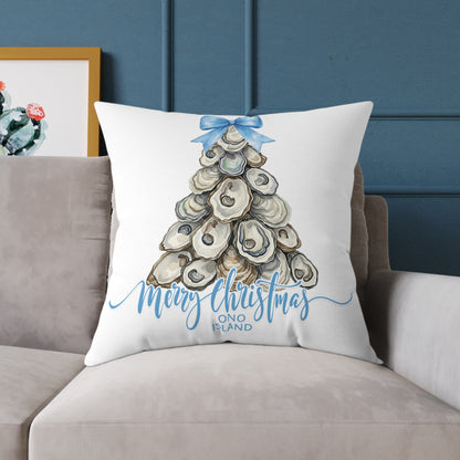 Ono Island Oyster Christmas Tree White Pillow