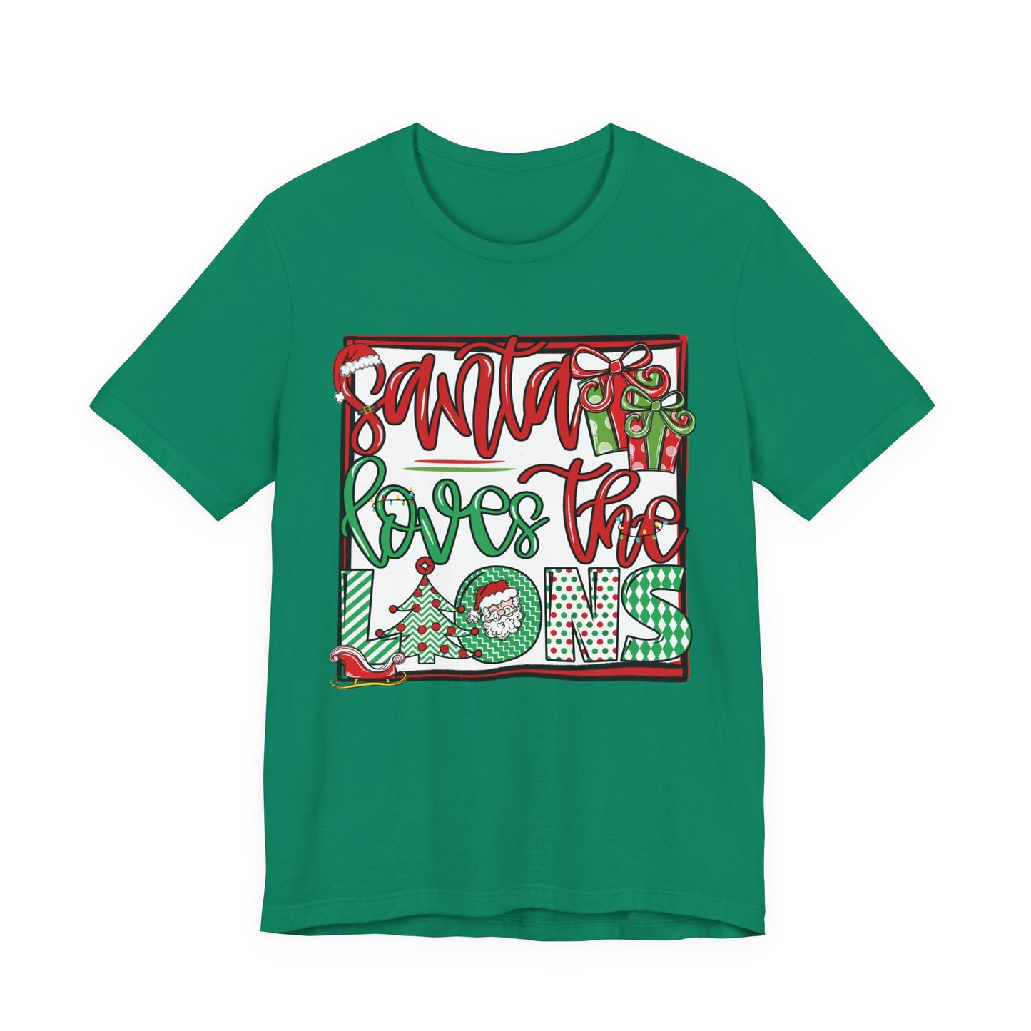 Santa Loves the Lions Tee - Bella Canvas