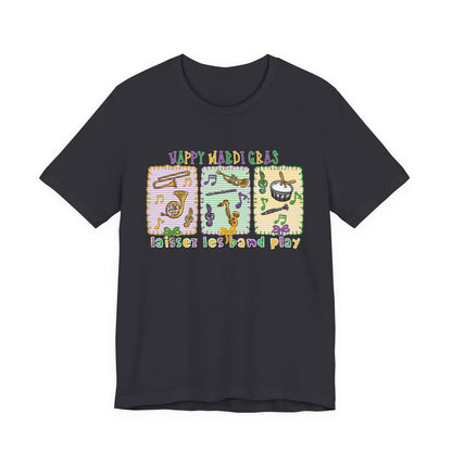 Mardi Gras T-Shirt — "Happy Mardi Gras" Carnival Mask & Beads Celebration Tee