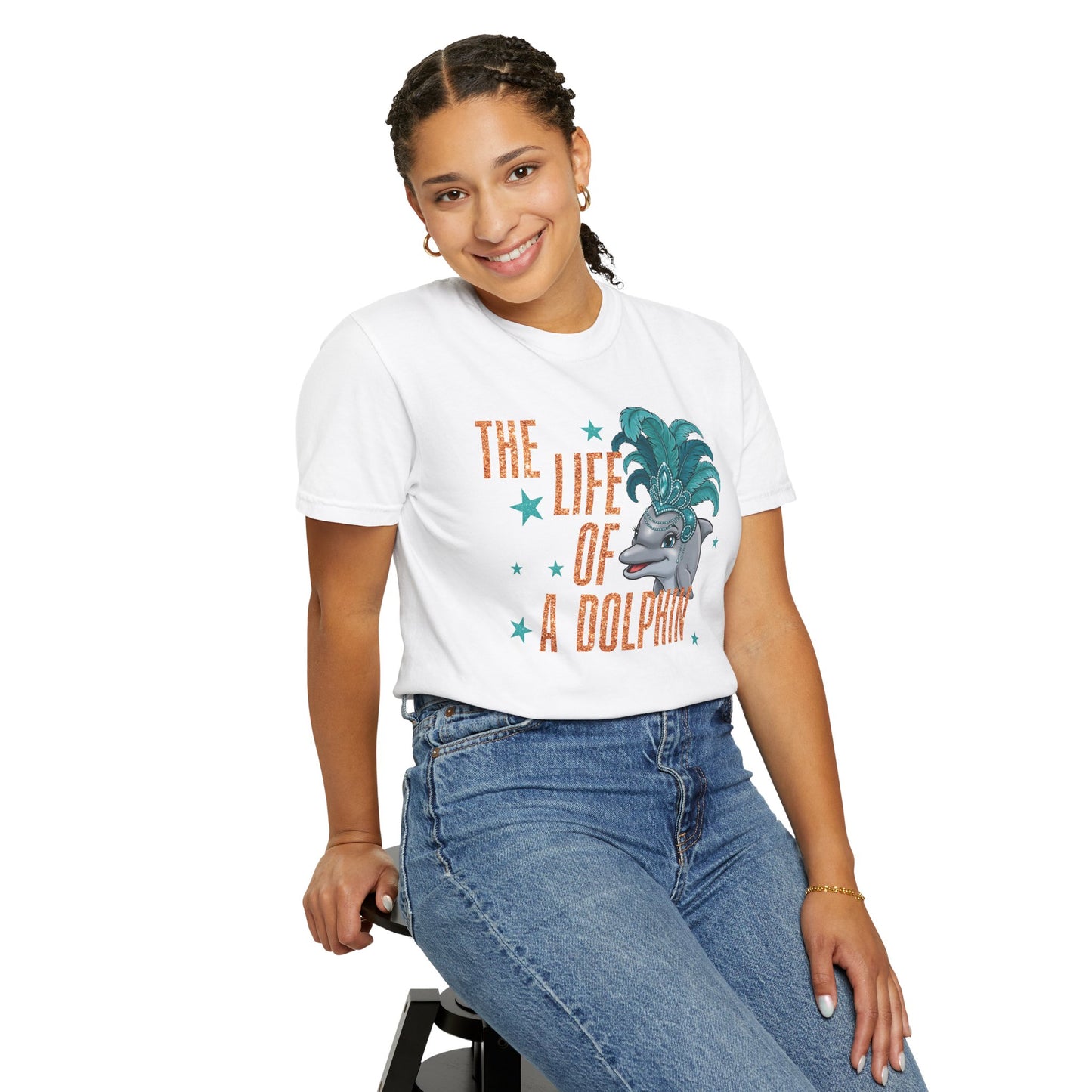 Adult Life of a Dolphin Faux Glitter - Comfort Colors
