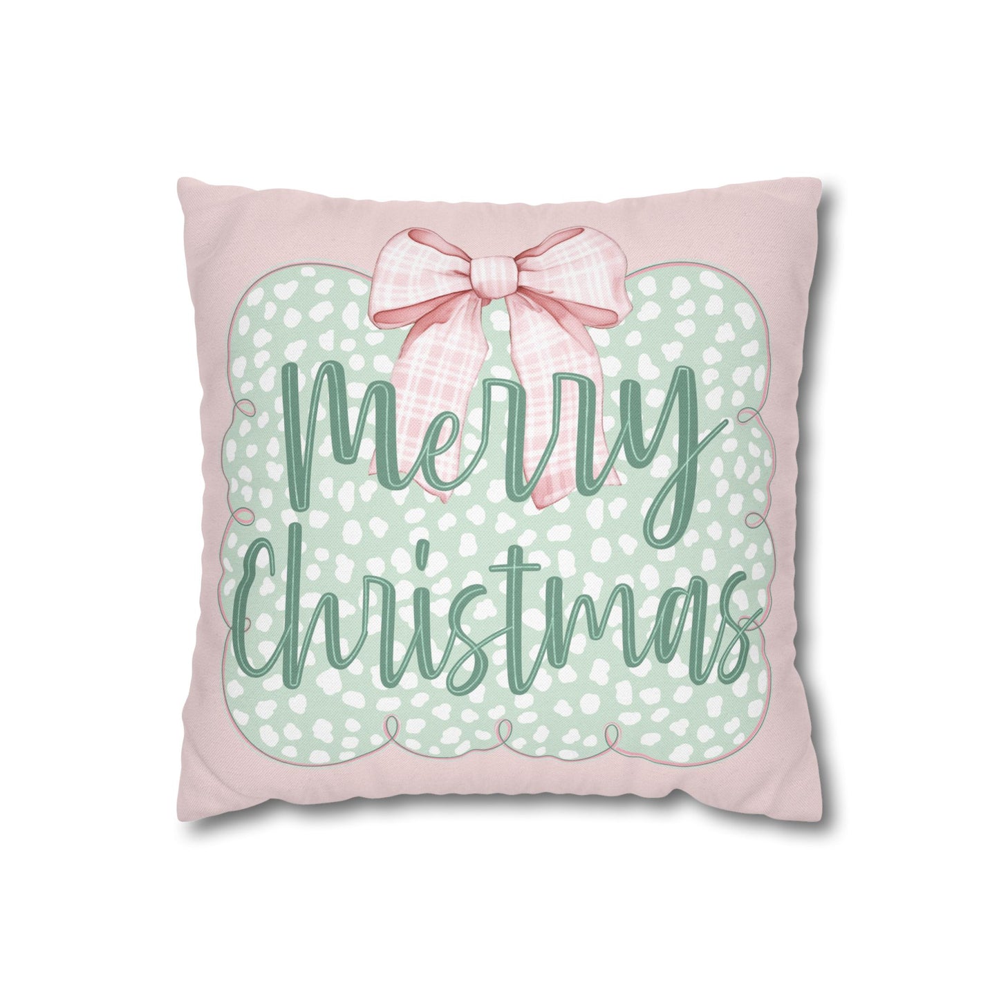 Merry Christmas Pink & Green Pillowcase