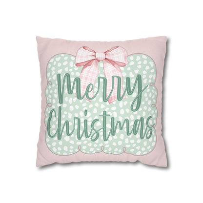 Merry Christmas Pink & Green Pillowcase