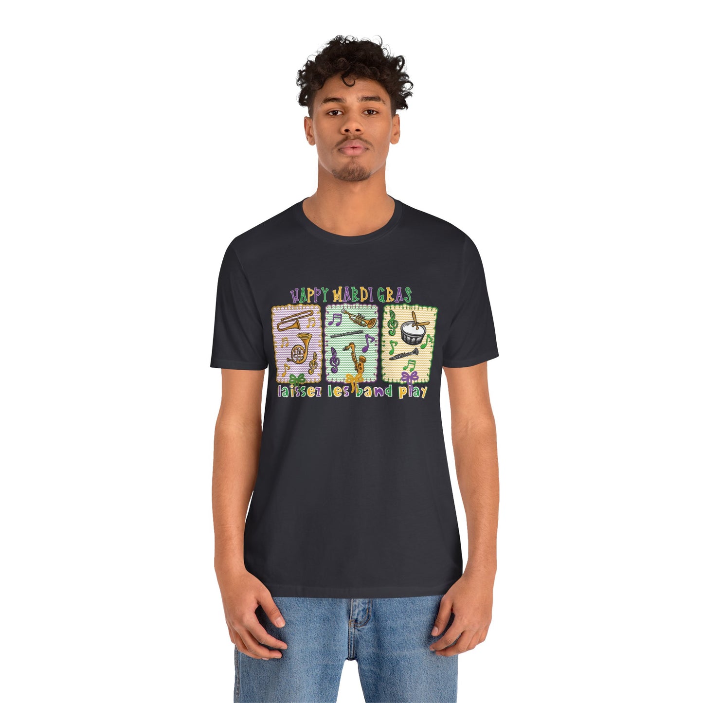 Mardi Gras T-Shirt — "Happy Mardi Gras" Carnival Mask & Beads Celebration Tee
