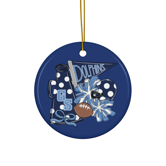 Dolphins Football & Cheer Ceramic Ornament