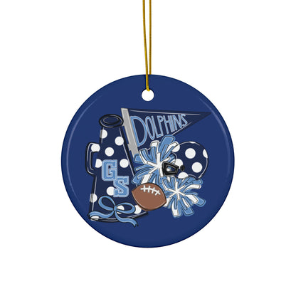 Dolphins Football & Cheer Ceramic Ornament