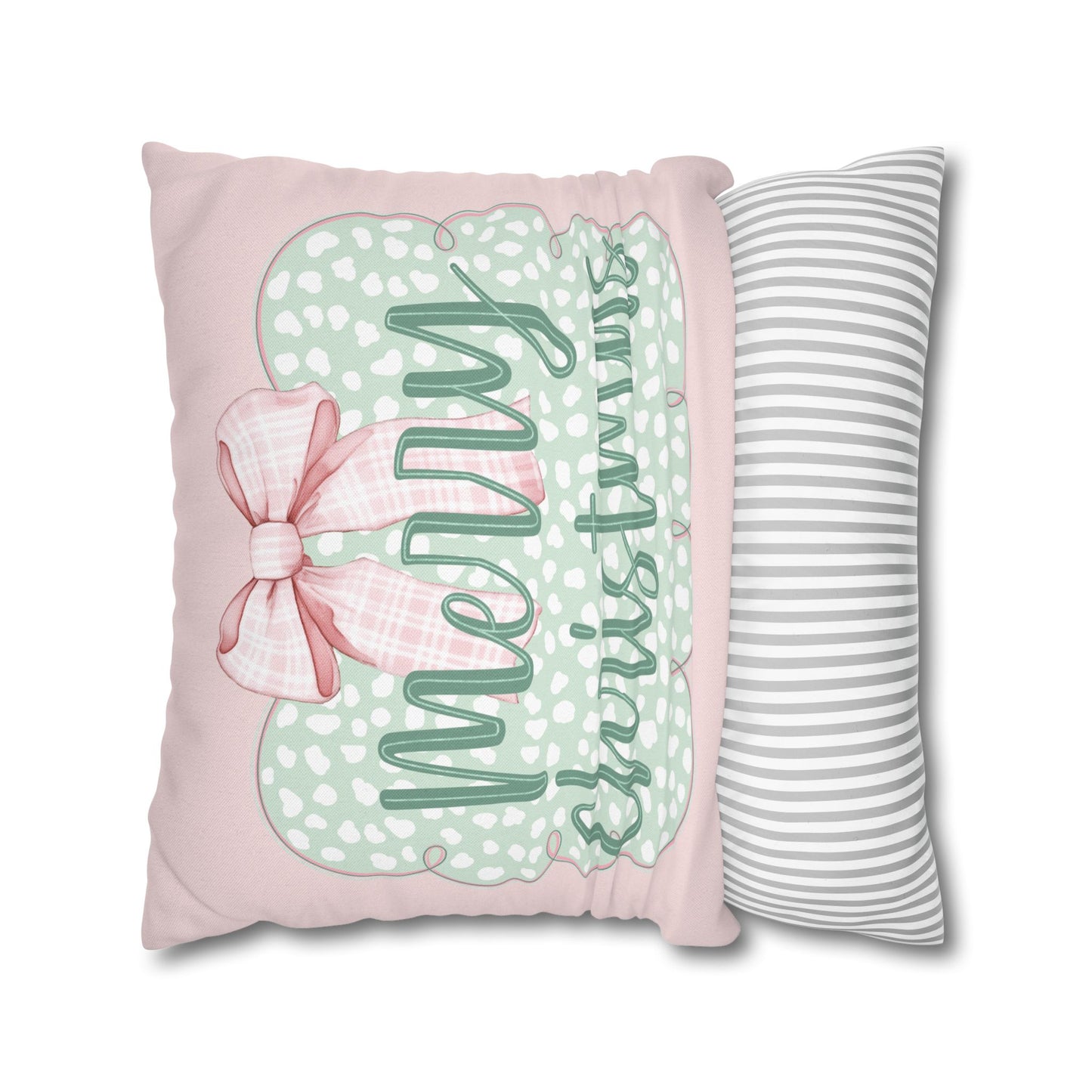 Merry Christmas Pink & Green Pillowcase