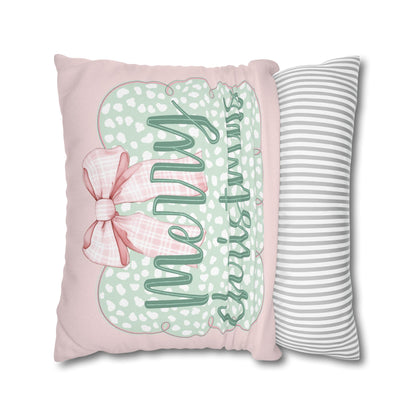 Merry Christmas Pink & Green Pillowcase