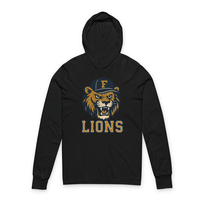 Adult Retro Roaring Lions Unisex Hooded Long Sleeve Tee - Bella Canvas