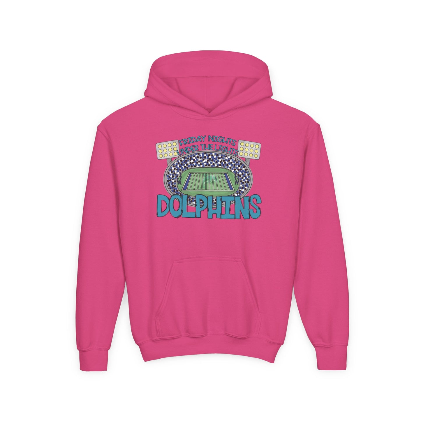 Dolphins Friday Night Lights Youth Hooded Sweatshirt - Gildan