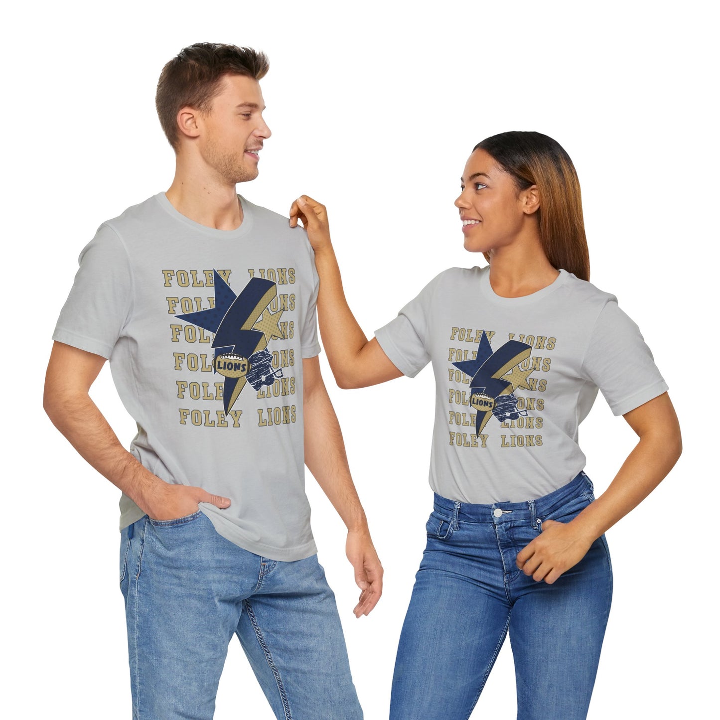 Lions Football, Stars, Lightning Graphic Tee - Bella Canvas