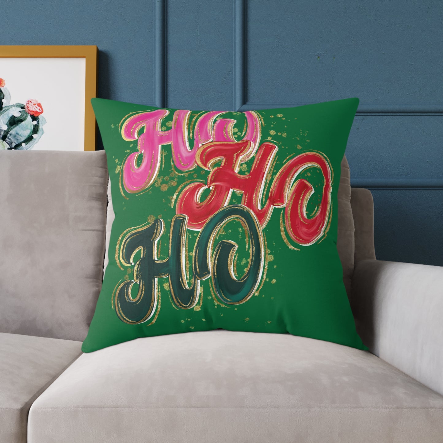 HO HO HO Green Throw Pillow