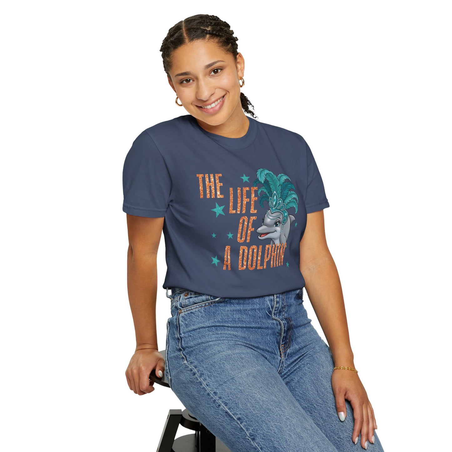 Adult Life of a Dolphin Faux Glitter - Comfort Colors
