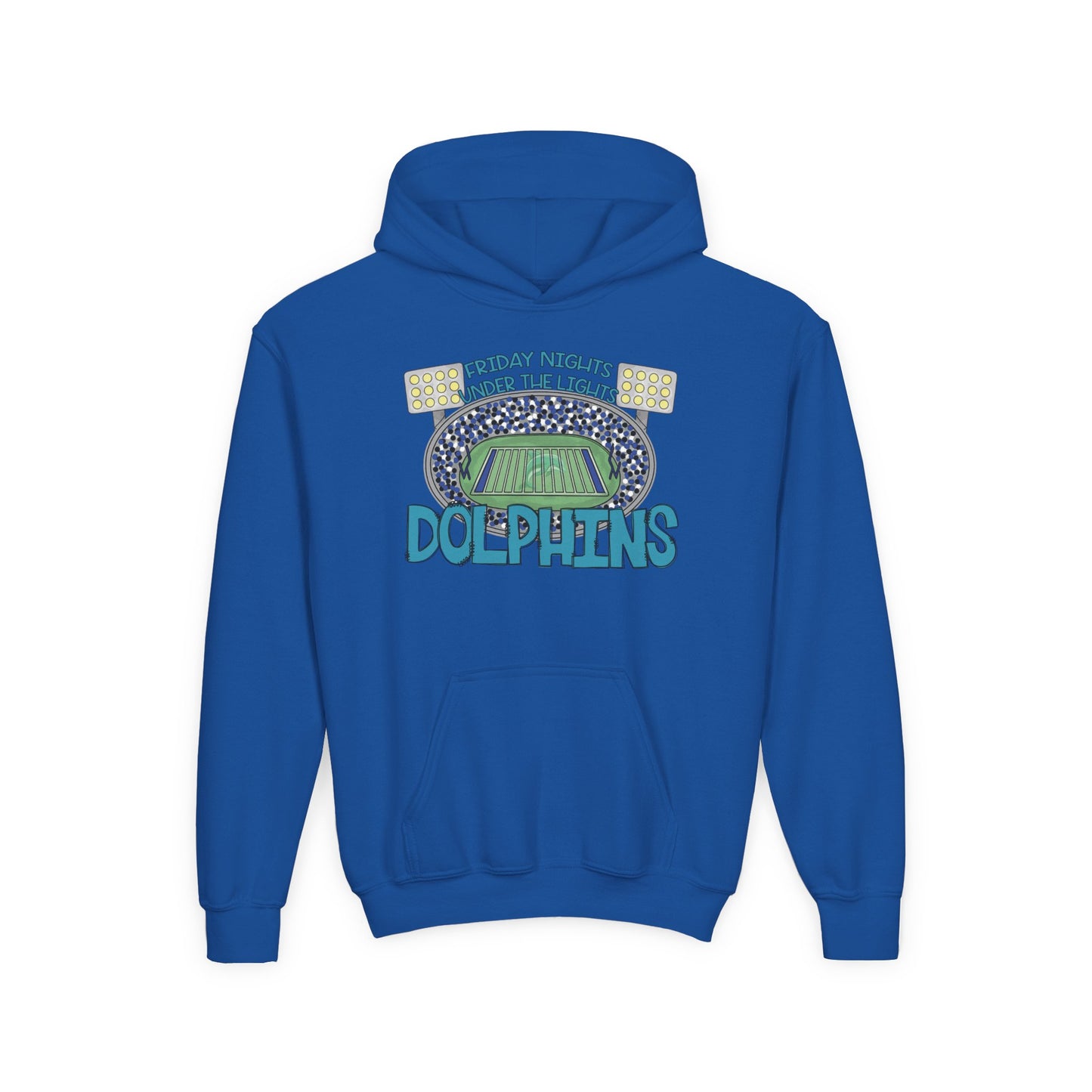 Dolphins Friday Night Lights Youth Hooded Sweatshirt - Gildan