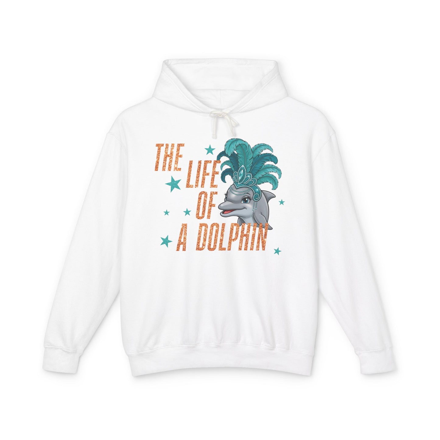 Adult Life of a Dolphin Faux Glitter Hoodie - Comfort Colors