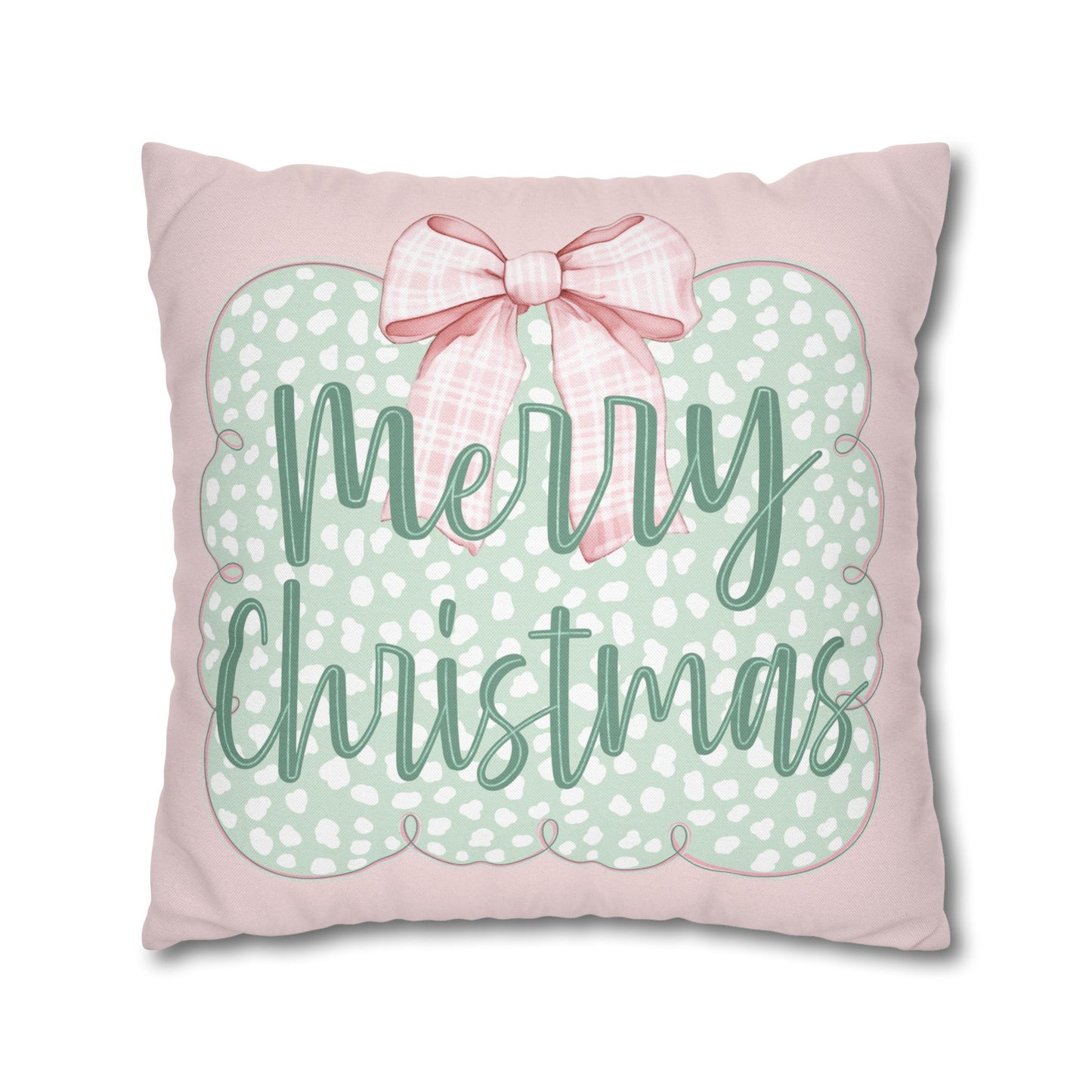 Merry Christmas Pink & Green Pillowcase