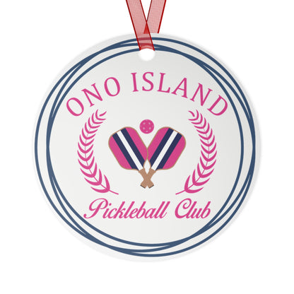 Ono Island Pickleball Navy/Pink Ornament