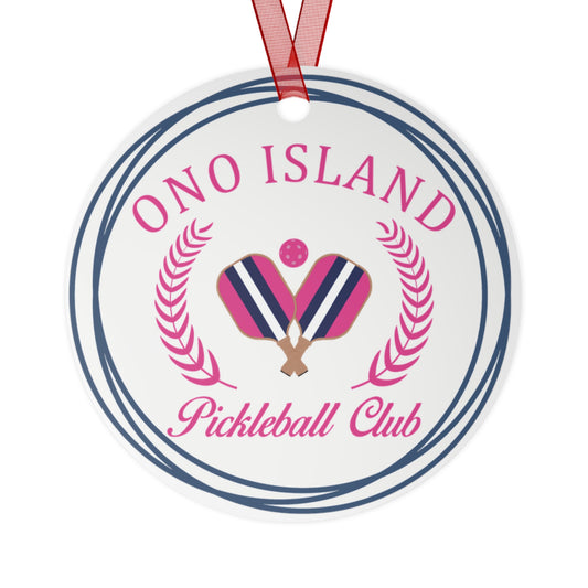 Ono Island Pickleball Navy/Pink Ornament