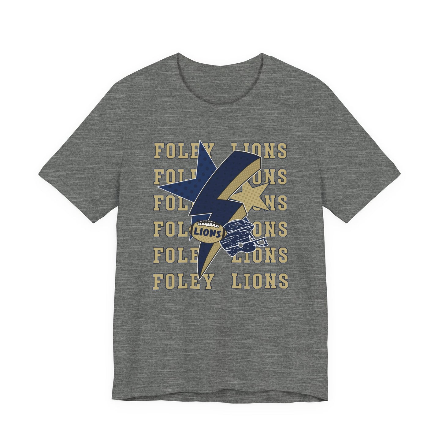 Lions Football, Stars, Lightning Graphic Tee - Bella Canvas
