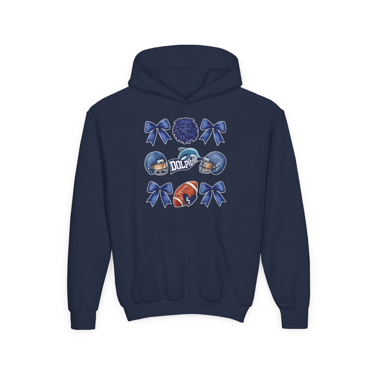 Youth Dolphins Coquette Football Hoodie