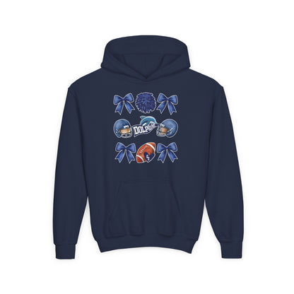 Youth Dolphins Coquette Football Hoodie