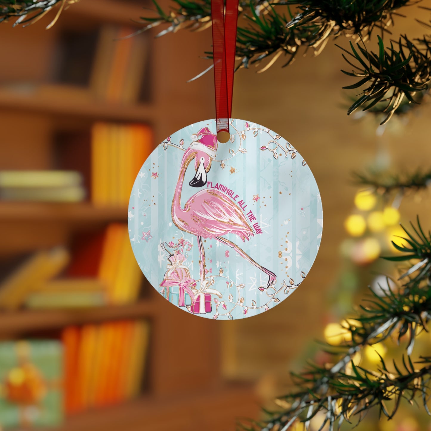 Flamingo Flamingle All The Way Christmas Ornament