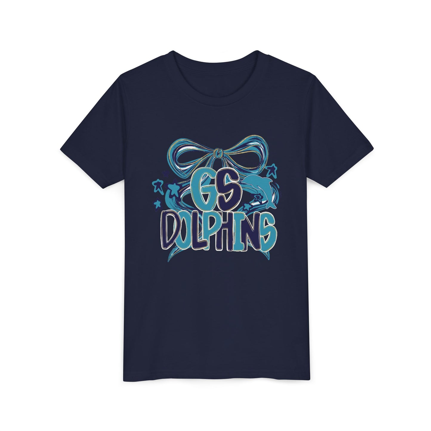 Youth GS Dolphins Coquette Bow Tee - Bella Canvas