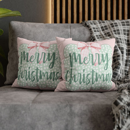 Merry Christmas Pink & Green Pillowcase