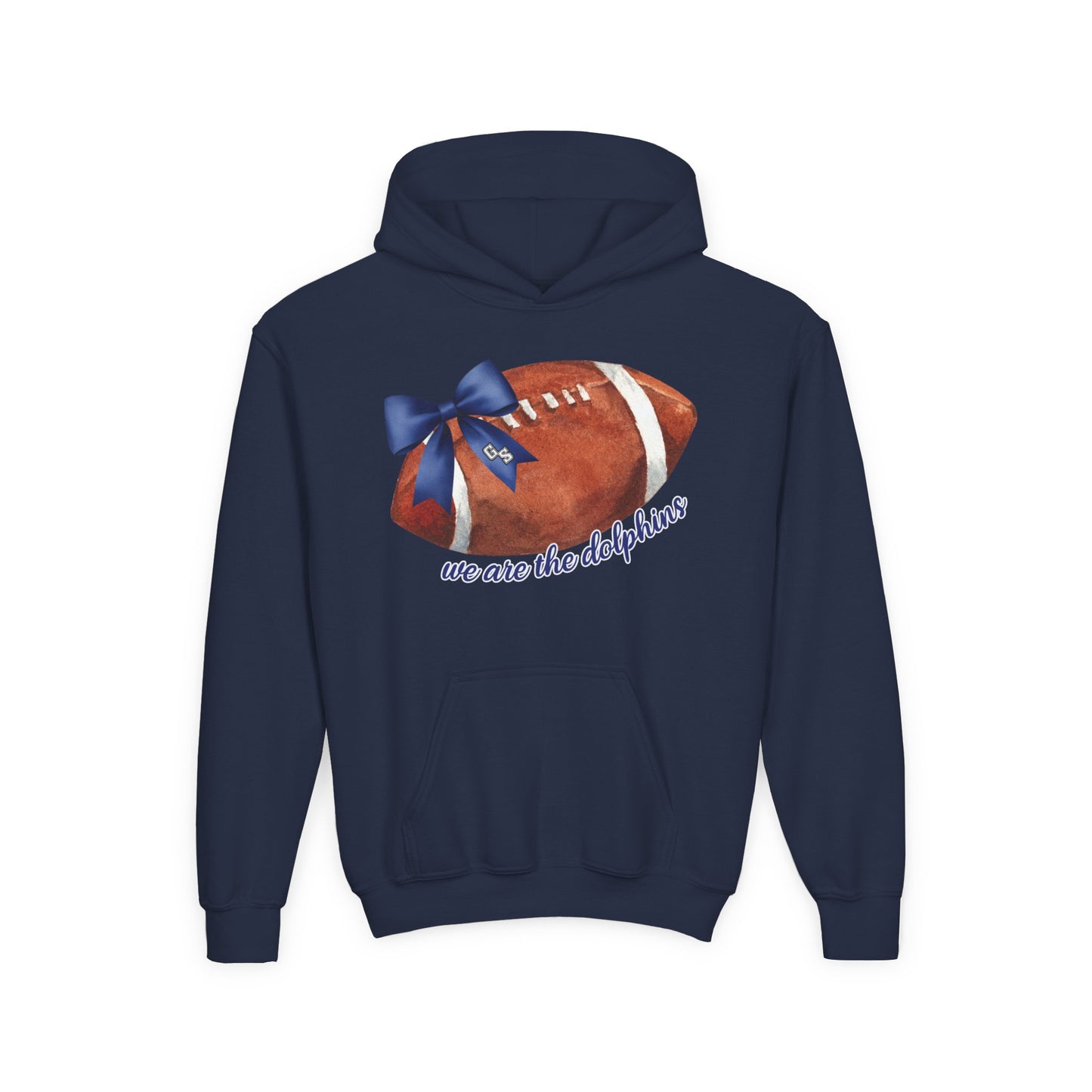 Youth Coquette GS Bow - 'We Are The Dolphins' Football Hoodie