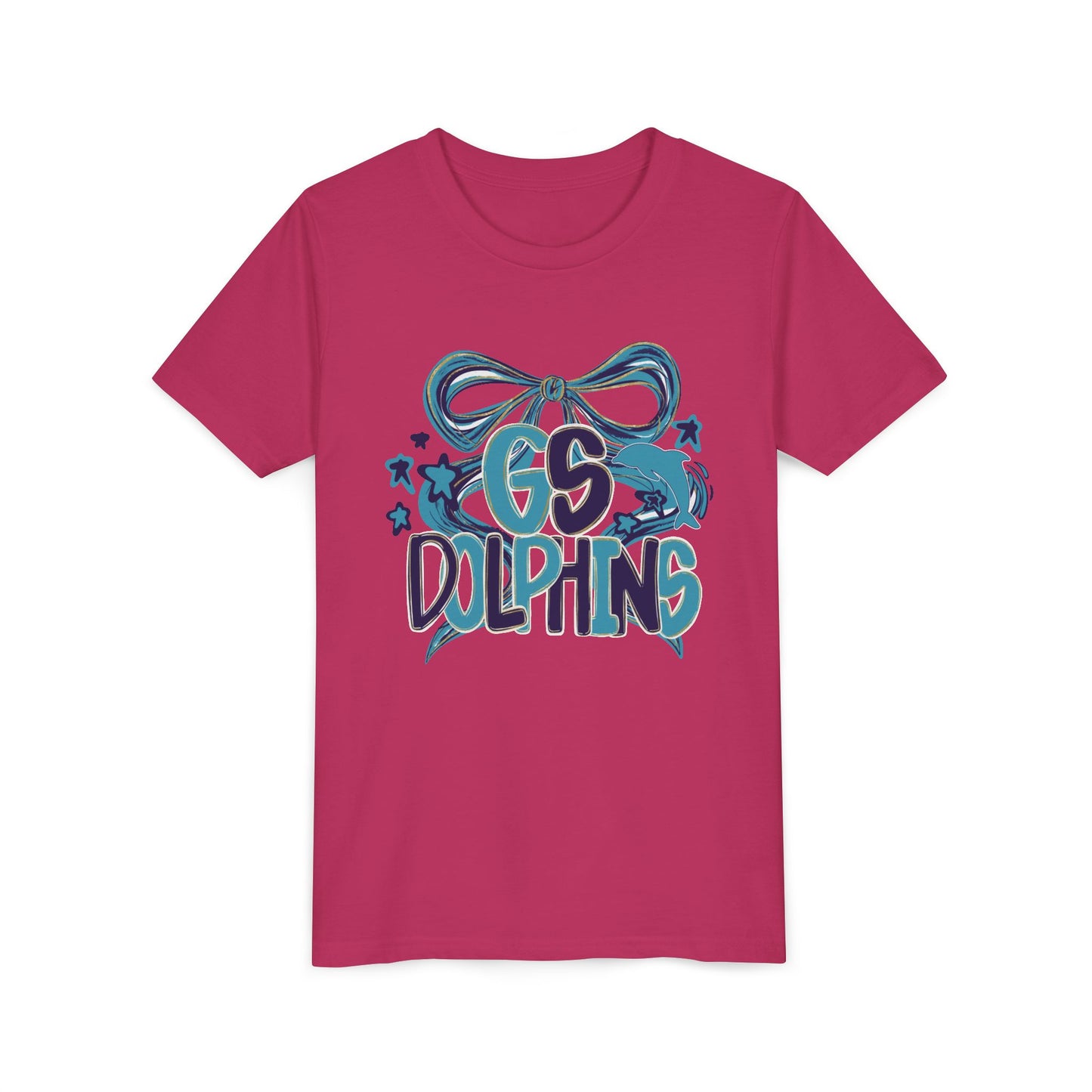 Youth GS Dolphins Coquette Bow Tee - Bella Canvas