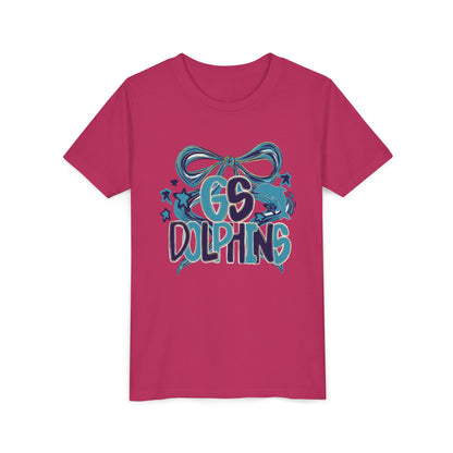 Youth GS Dolphins Coquette Bow Tee - Bella Canvas