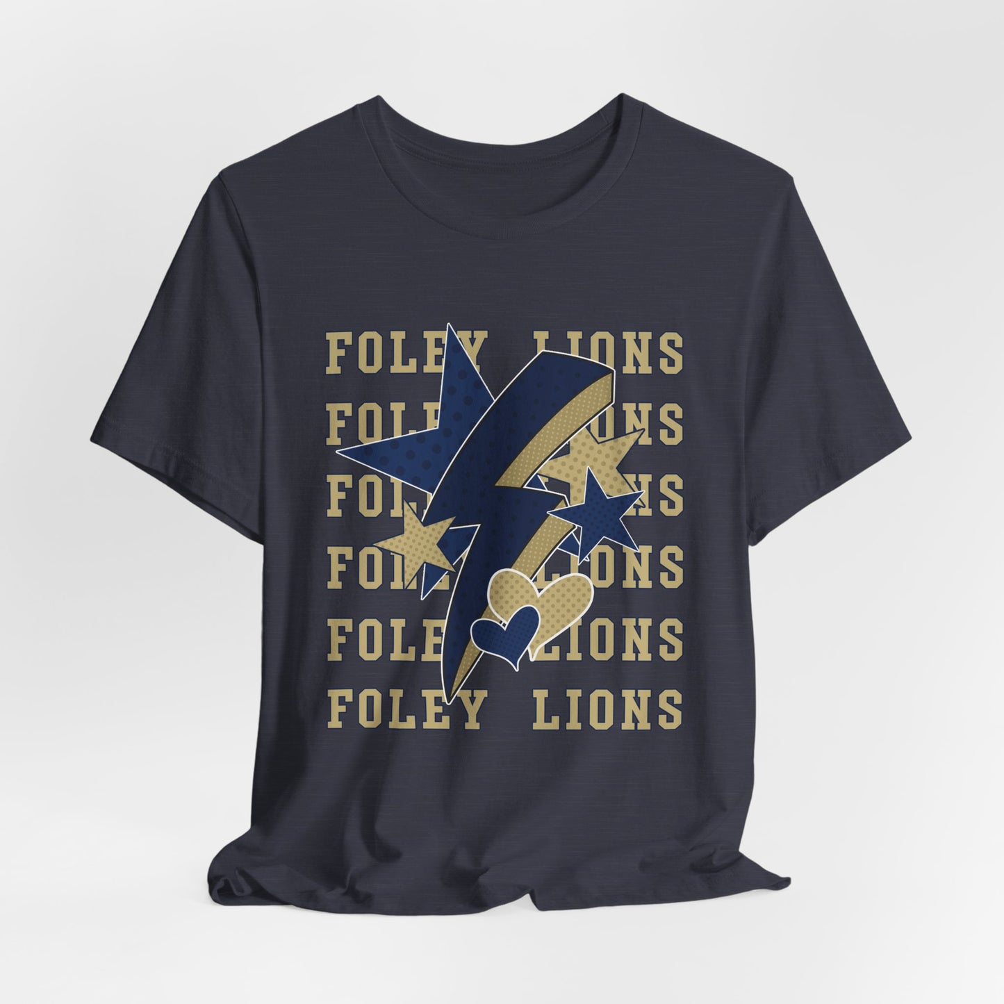 Foley Lions Hearts, Stars, Lightning Tee - Bella Canvas
