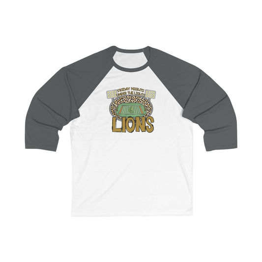 Lions Friday Night Lights Sporty Unisex Baseball Tee - Bella Canvas
