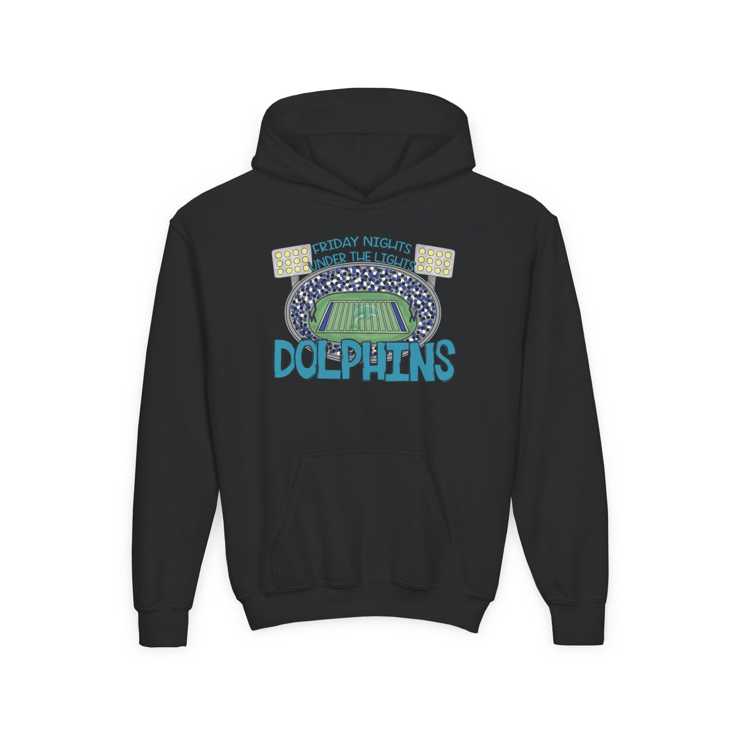 Dolphins Friday Night Lights Youth Hooded Sweatshirt - Gildan