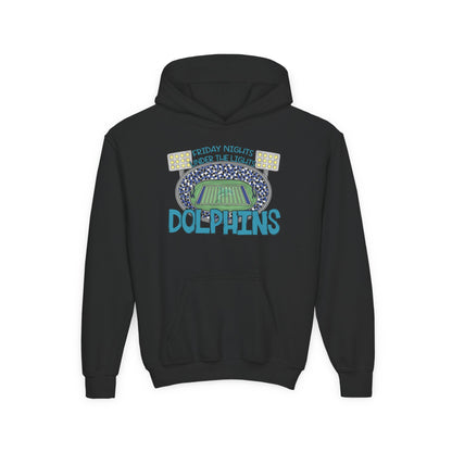Dolphins Friday Night Lights Youth Hooded Sweatshirt - Gildan