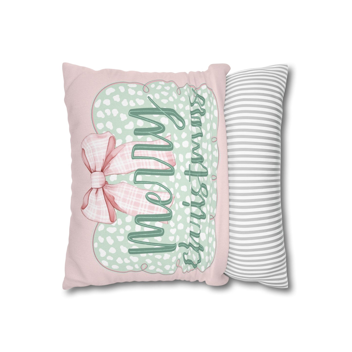 Merry Christmas Pink & Green Pillowcase