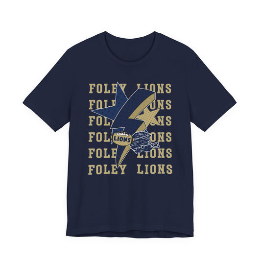 Foley Lions Lightning Football Jersey Tee - Bella Canvas