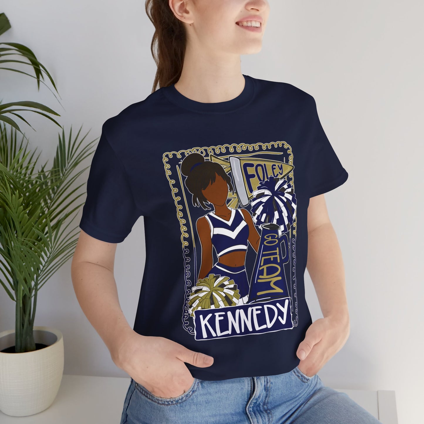 Kennedy Cheerleader T-Shirt — Personalized School Spirit Pom Design