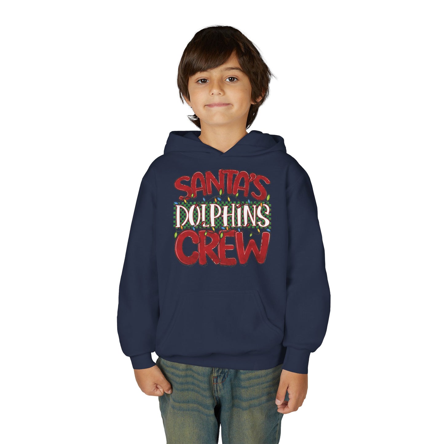 Santa's Dolphins Crew Youth Hoodie