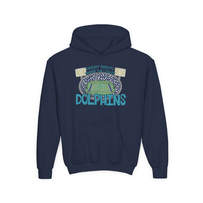 Dolphins Friday Night Lights Youth Hooded Sweatshirt - Gildan