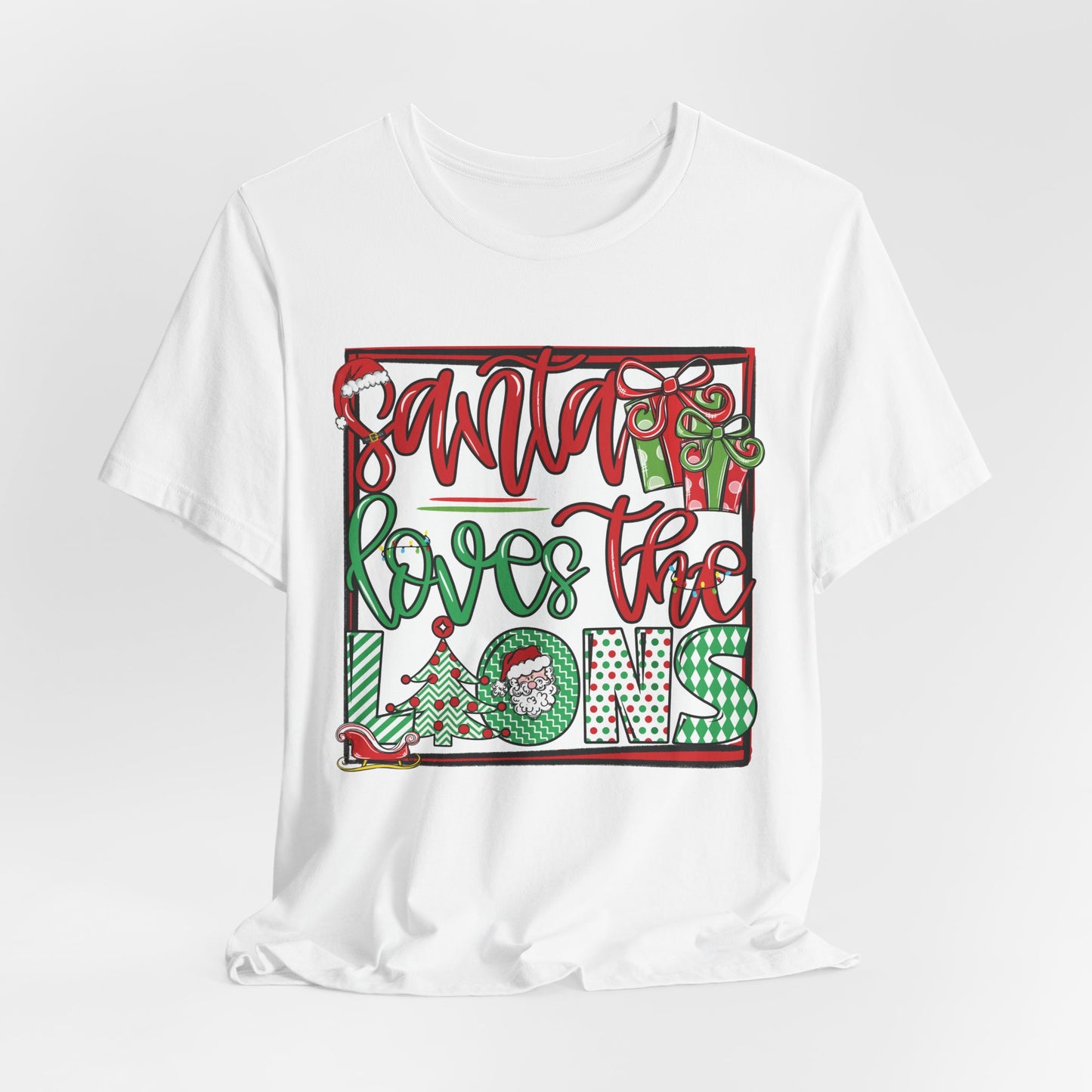 Santa Loves the Lions Tee - Bella Canvas