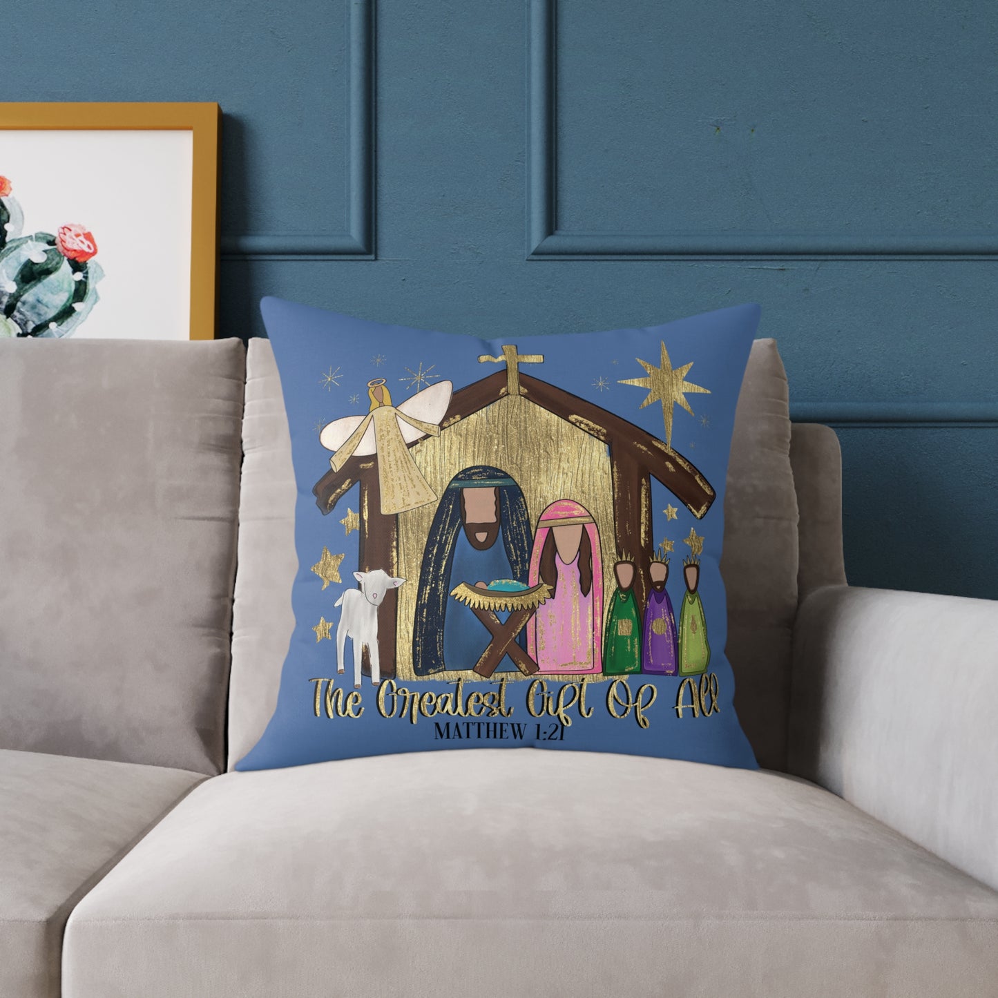 Nativity "The Greatest Gift of All" Decorative Pillow