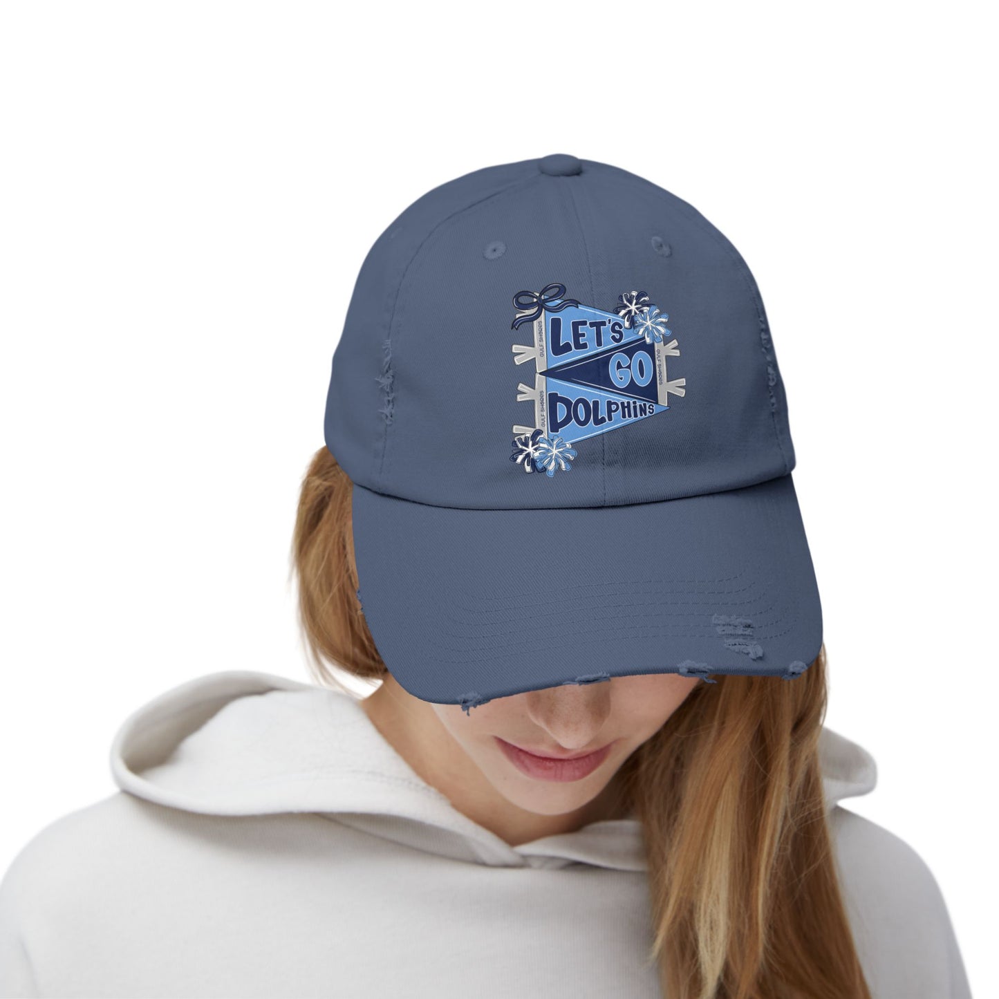 Let's Go Dolphins Distressed Cap
