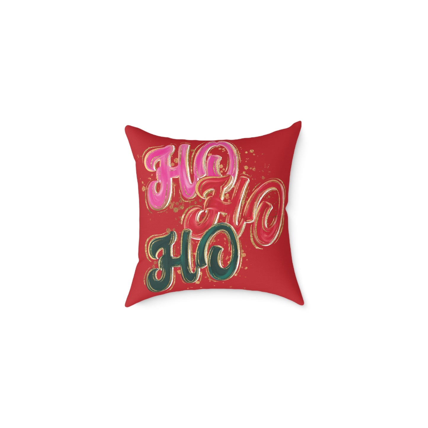 HO HO HO Red Christmas Pillow