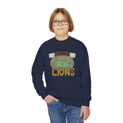 Youth Lions Friday Nights Lights Crewneck Sweatshirt - Gildan