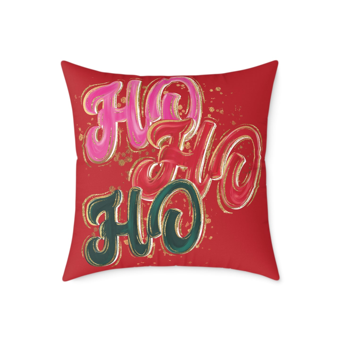 HO HO HO Red Christmas Pillow