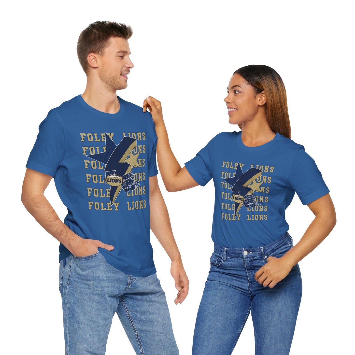 Lions Football, Stars, Lightning Graphic Tee - Bella Canvas