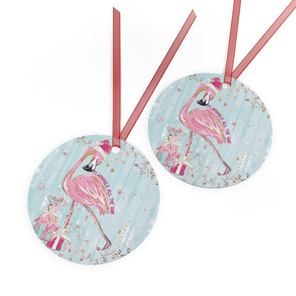 Flamingo Flamingle All The Way Christmas Ornament